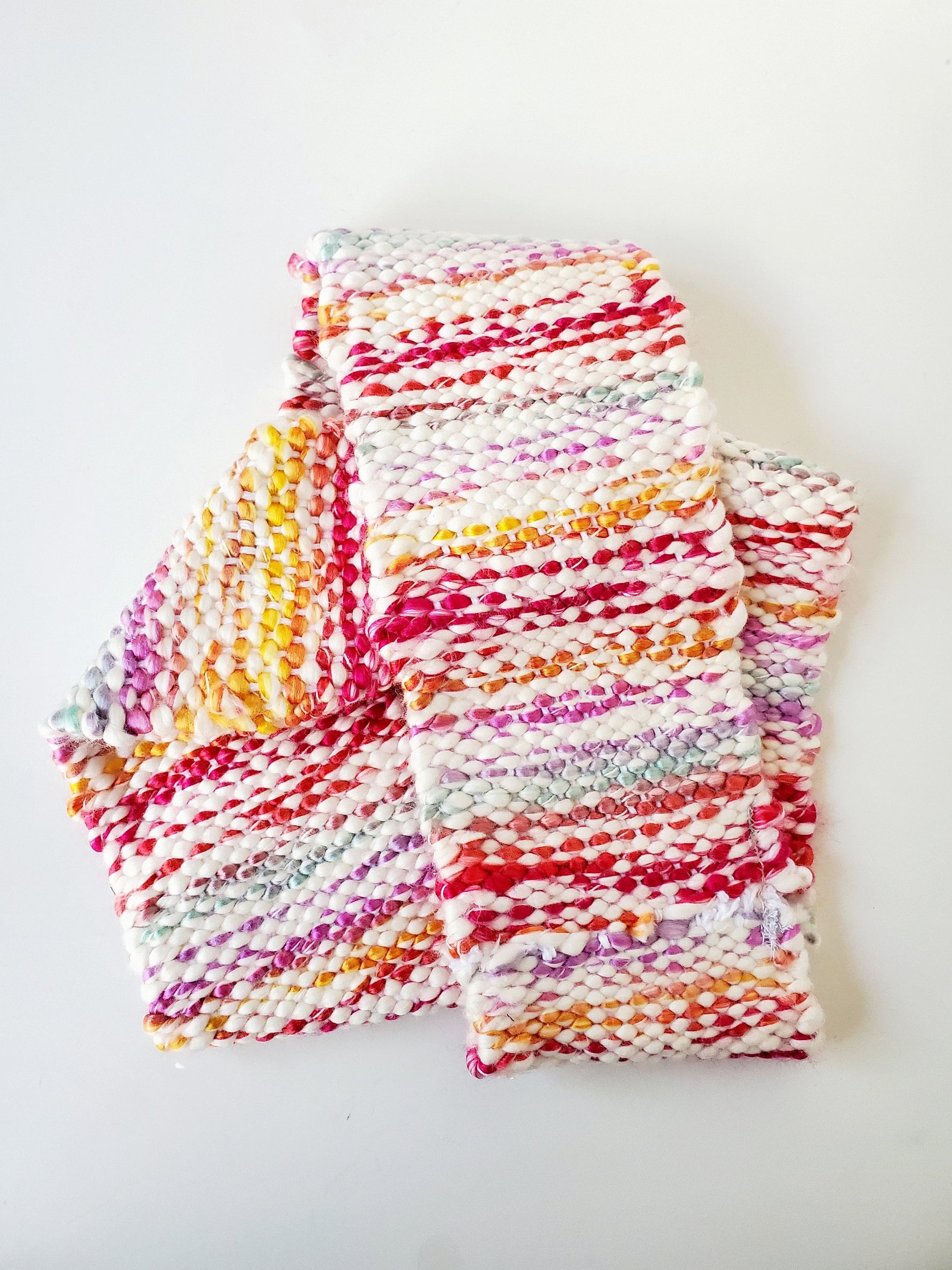 INFINITY SCARF 2, Handspun Art Yarn, Weaving and Fiber Arts, Scrap Yarn, Yarn, woven scarf