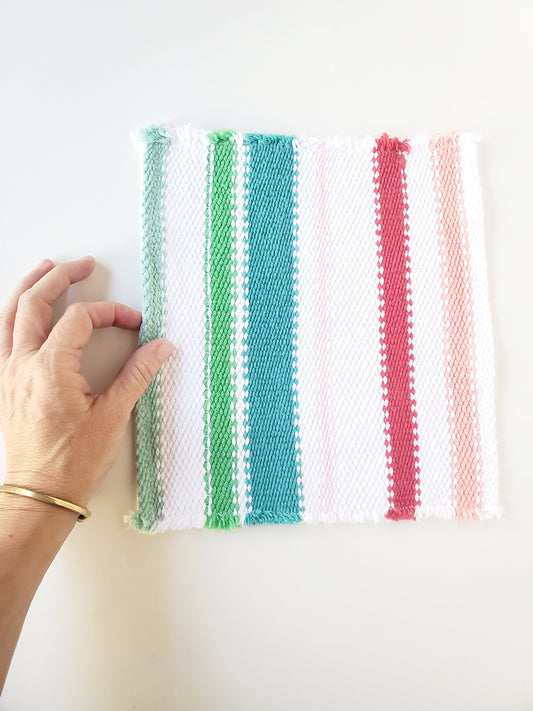 perfectly imperfect HANDWOVEN WASH TOWEL, Handspun Art Yarn, Weaving and Fiber Arts, Scrap Yarn, Yarn, woven towel rag