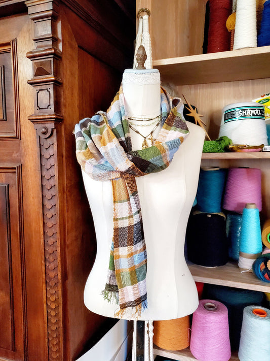 HANDWOVEN FALL SCARF, Weaving and Fiber Arts, Yarn, woven scarf