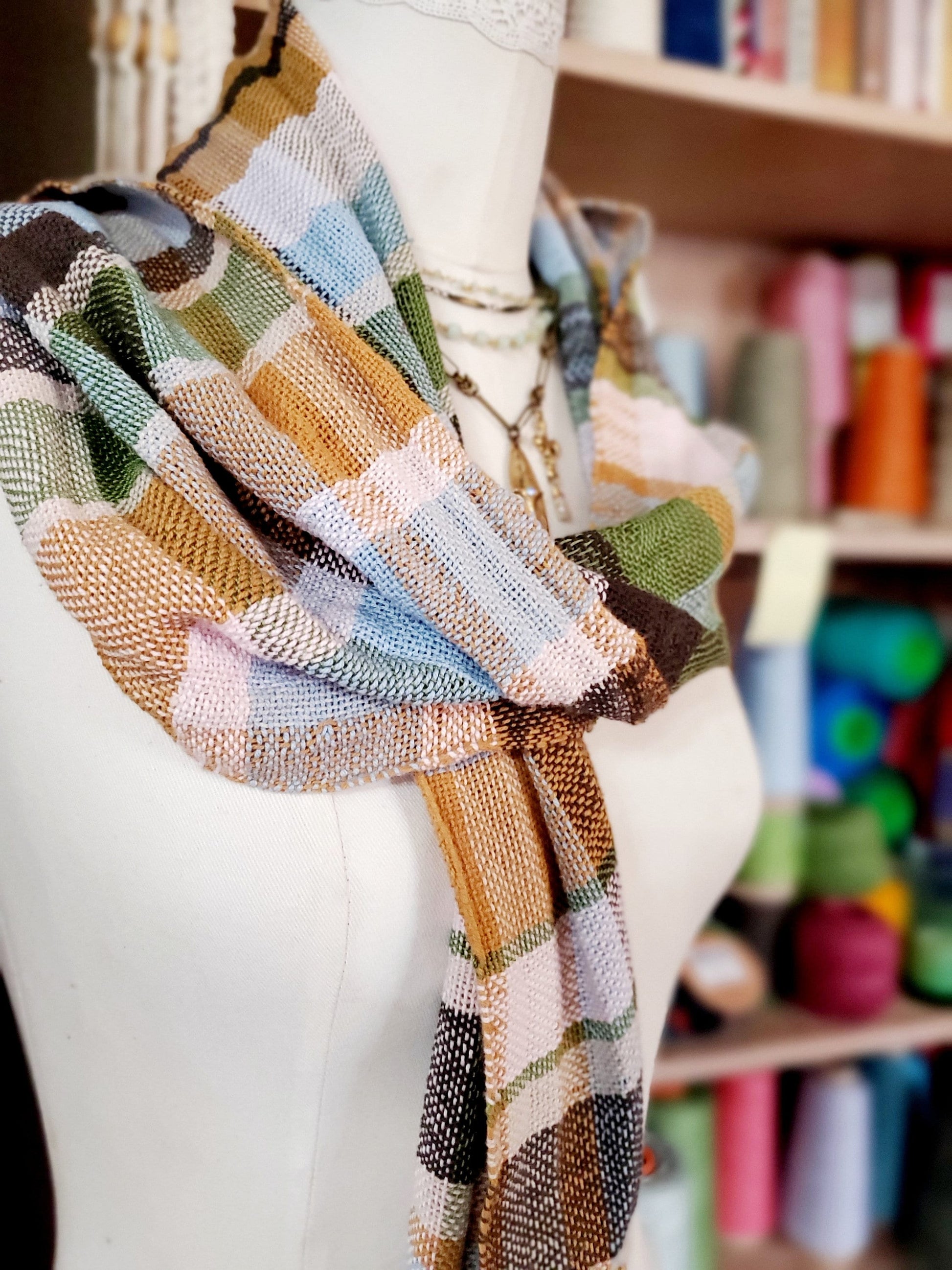 HANDWOVEN FALL SCARF, Weaving and Fiber Arts, Yarn, woven scarf