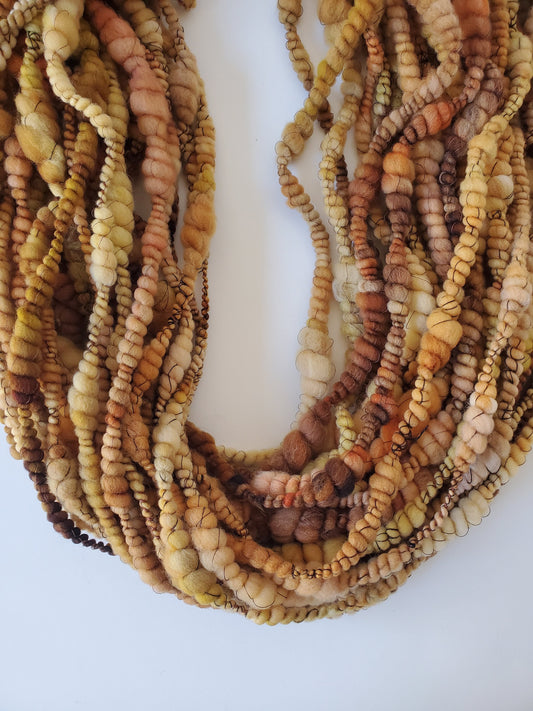 PUMPKIN BREW 6yrds, Handspun Art Yarn, Weaving and Fiber Arts, Scrap Yarn, Yarn