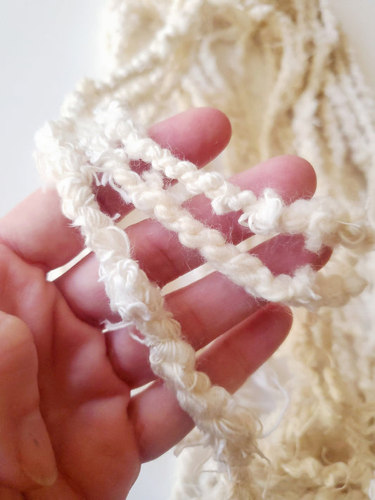 SCRAPPY NAT 8yrds, Handspun Art Yarn, Weaving and Fiber Arts, Scrap Yarn, Yarn