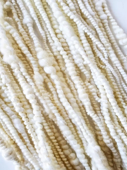 CREAM 10yrds, Handspun Art Yarn, Weaving and Fiber Arts, Scrap Yarn, Yarn