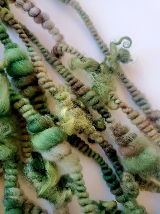 JUNGLE 5yrds, Handspun Art Yarn, Weaving and Fiber Arts, Scrap Yarn, Yarn
