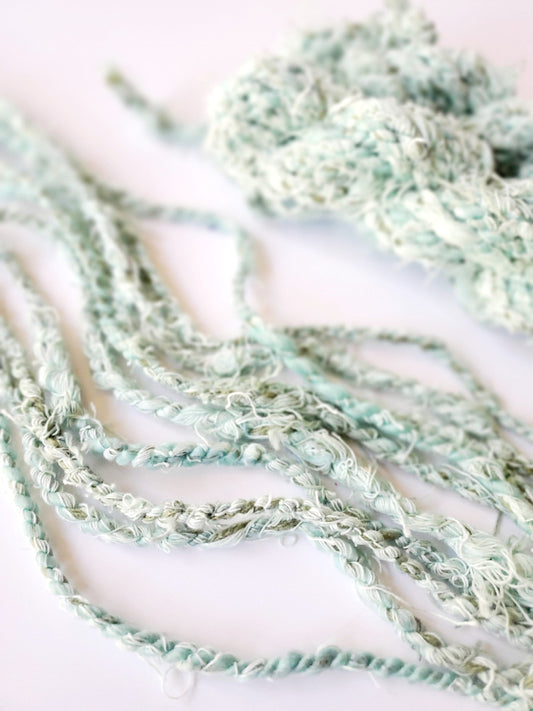 MINT 7yrds, Handspun Art Yarn, Weaving and Fiber Arts, Scrap Yarn, Yarn