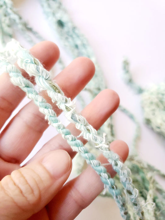 MINT 7yrds, Handspun Art Yarn, Weaving and Fiber Arts, Scrap Yarn, Yarn