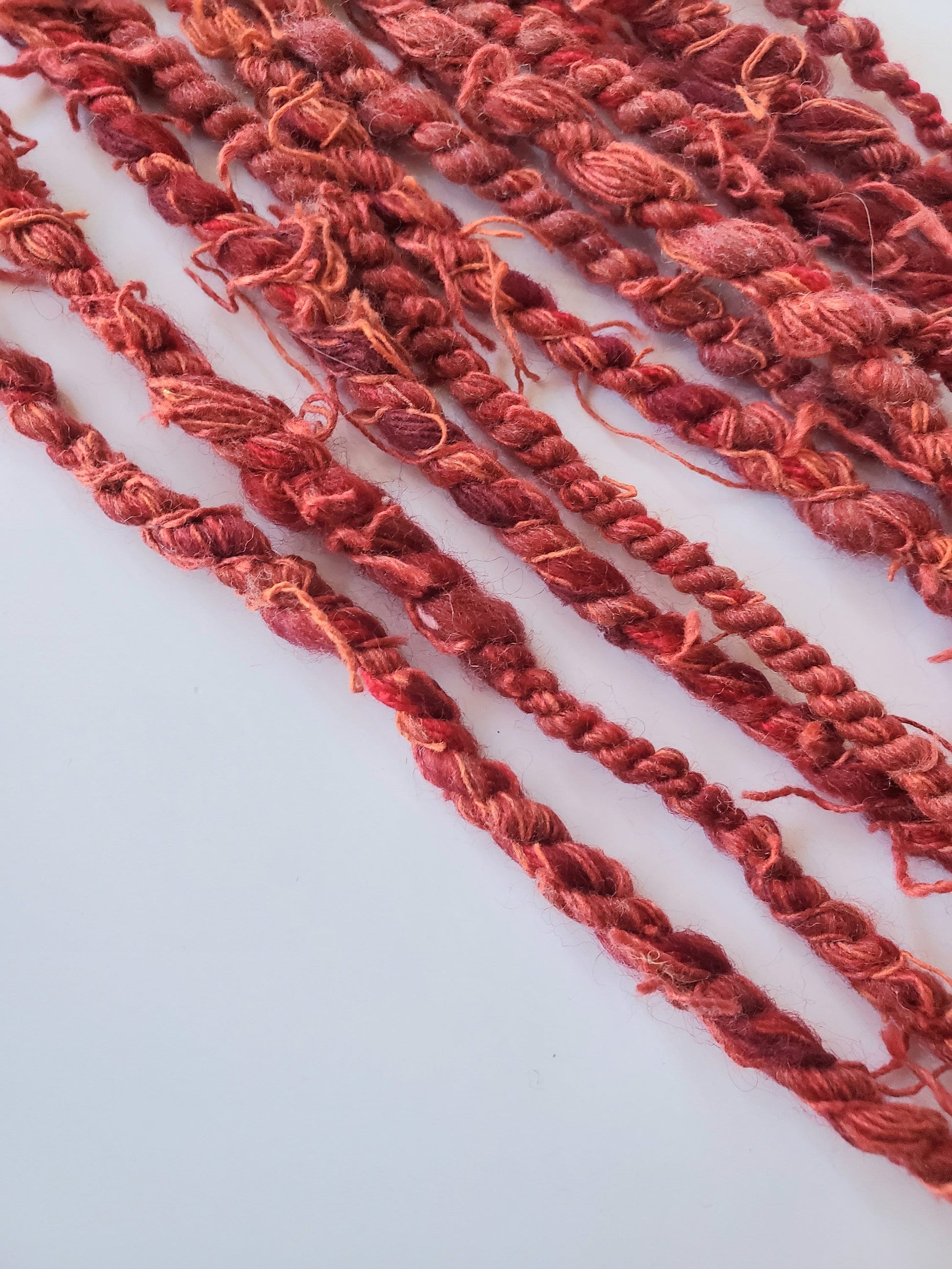 RED 7yrds, Handspun Art Yarn, Weaving and Fiber Arts, Scrap Yarn, Yarn