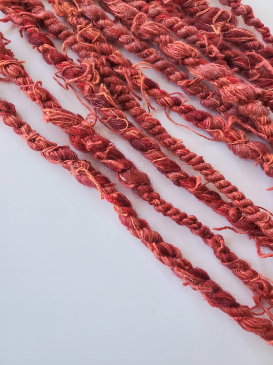 RED 7yrds, Handspun Art Yarn, Weaving and Fiber Arts, Scrap Yarn, Yarn