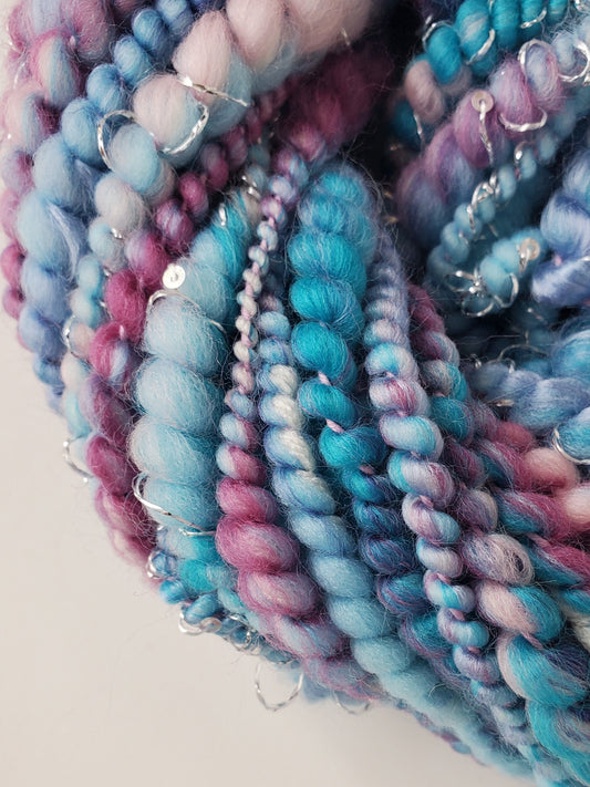 SHIMMER n SHINE 7yrds, Handspun Art Yarn, Weaving and Fiber Arts, Scrap Yarn, Yarn