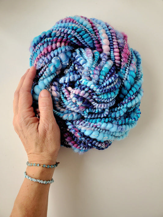 SHIMMER n SHINE 7yrds, Handspun Art Yarn, Weaving and Fiber Arts, Scrap Yarn, Yarn