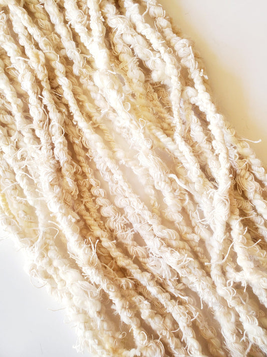 SCRAPPY NAT 8yrds, Handspun Art Yarn, Weaving and Fiber Arts, Scrap Yarn, Yarn