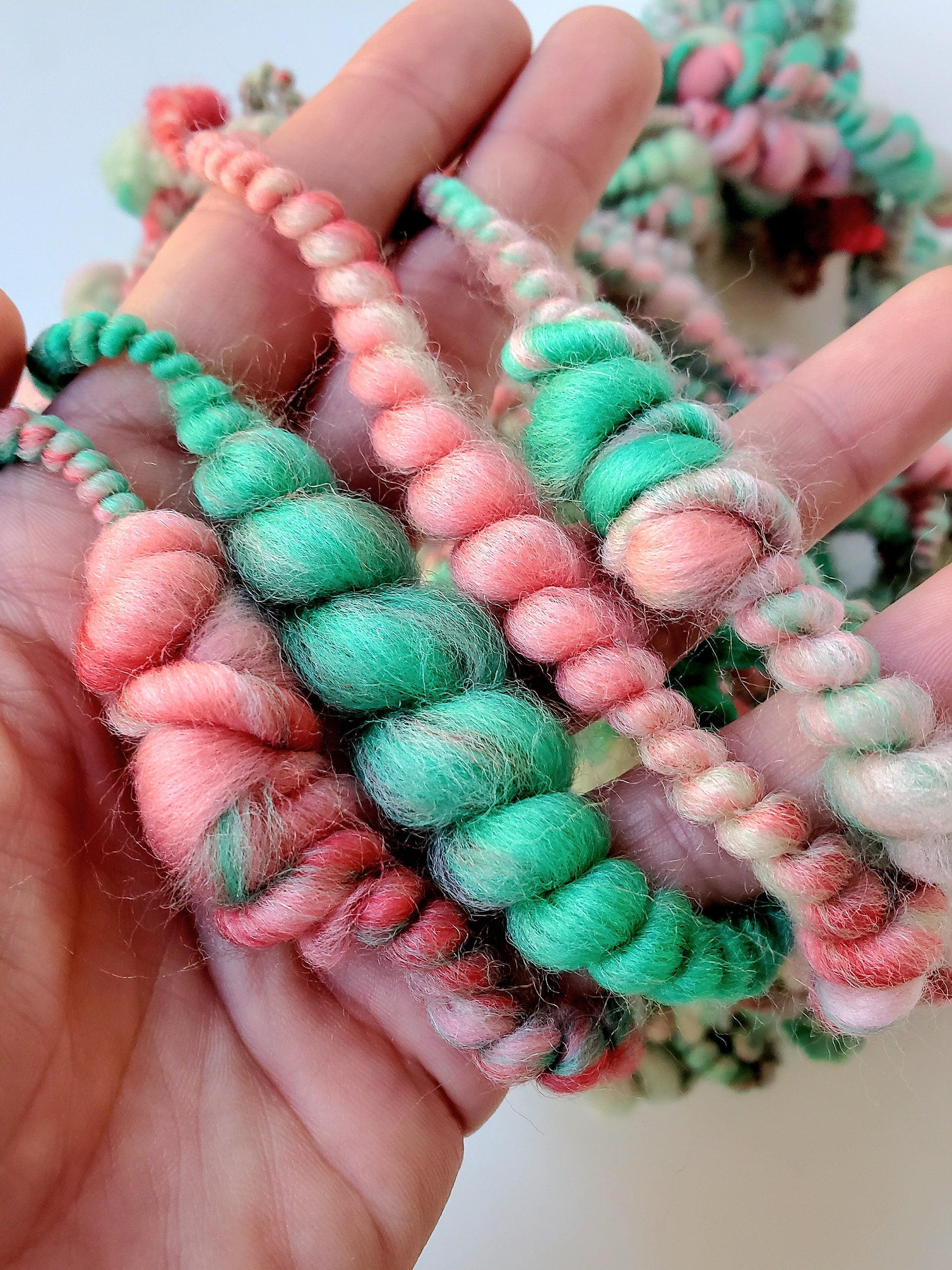 SPRING VIBES 10yrds, Handspun Art Yarn, Weaving and Fiber Arts, Scrap Yarn, Yarn