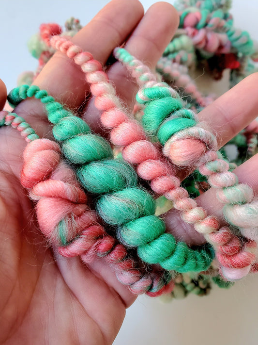 SPRING VIBES 10yrds, Handspun Art Yarn, Weaving and Fiber Arts, Scrap Yarn, Yarn