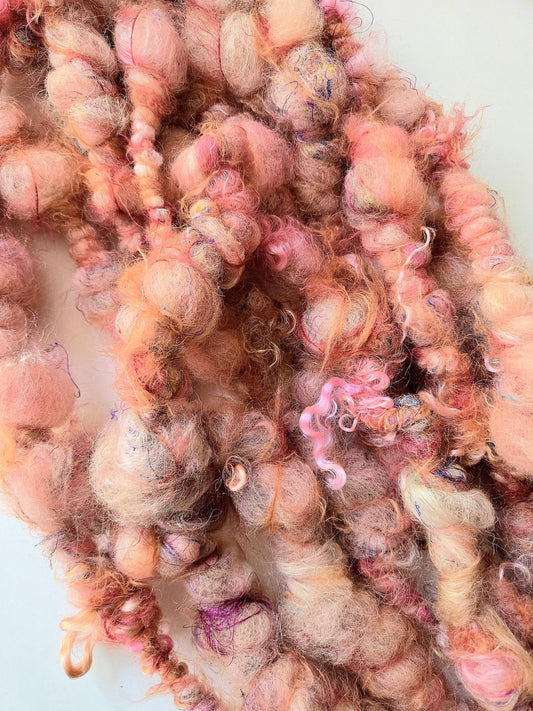 BRAINS 2yrds, Handspun Art Yarn, Weaving and Fiber Arts, Scrap Yarn, Yarn