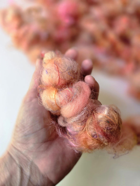 BRAINS 2yrds, Handspun Art Yarn, Weaving and Fiber Arts, Scrap Yarn, Yarn