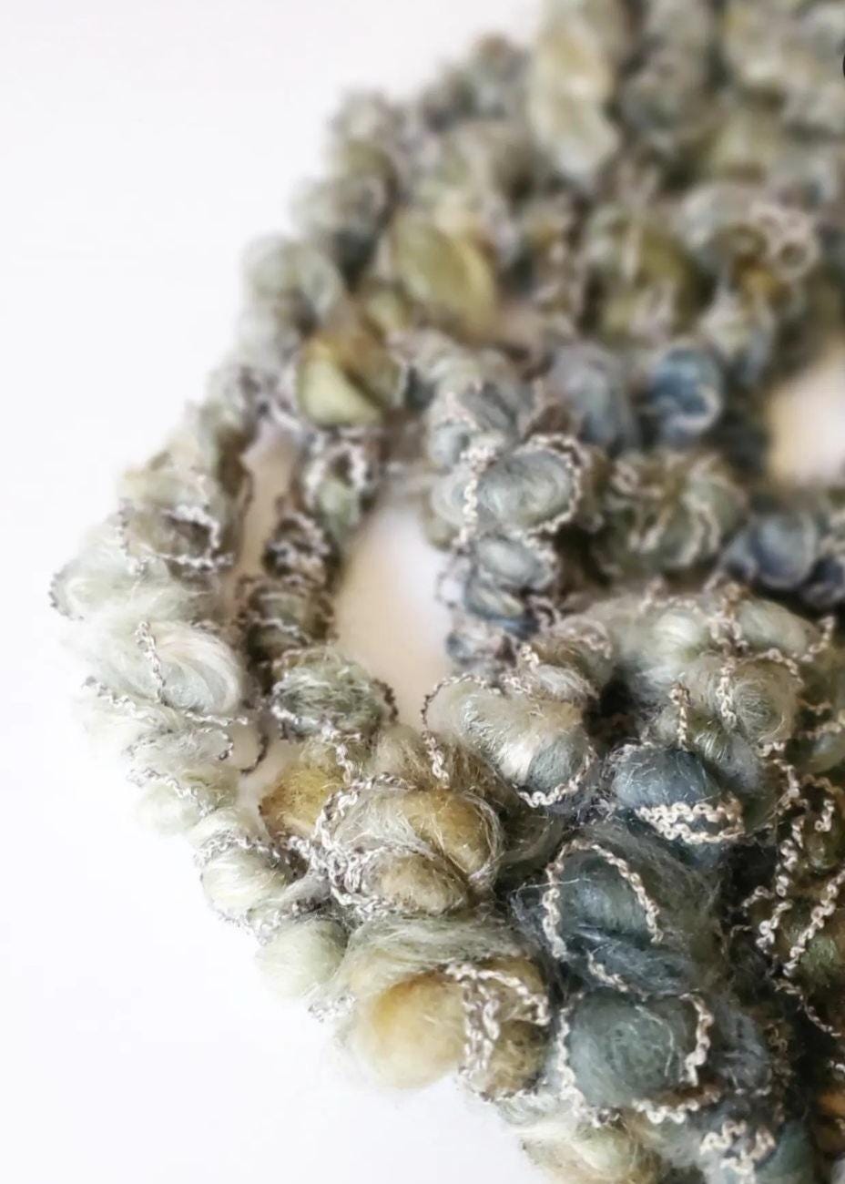 AQUA WAVES 5yrds, Handspun Art Yarn, Weaving and Fiber Arts, Scrap Yarn, Yarn
