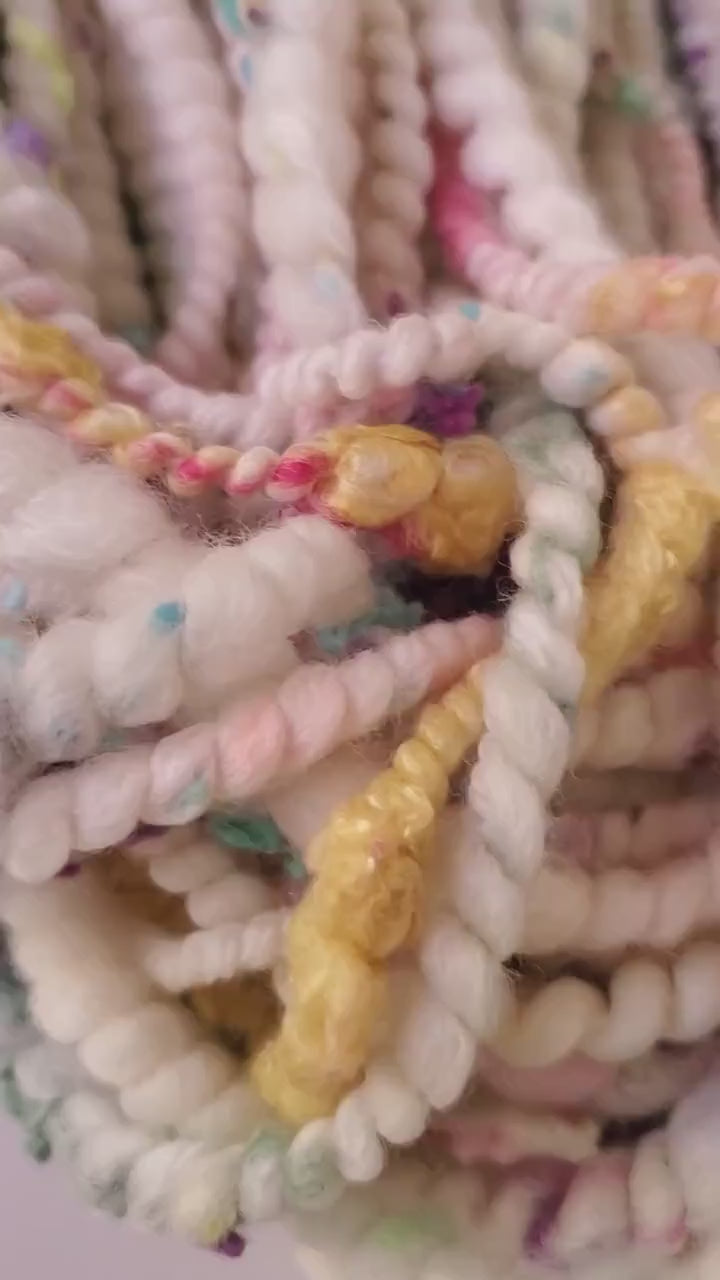 FUNFETTI 14yrds, Handspun Art Yarn, Weaving and Fiber Arts, Scrap Yarn, Yarn