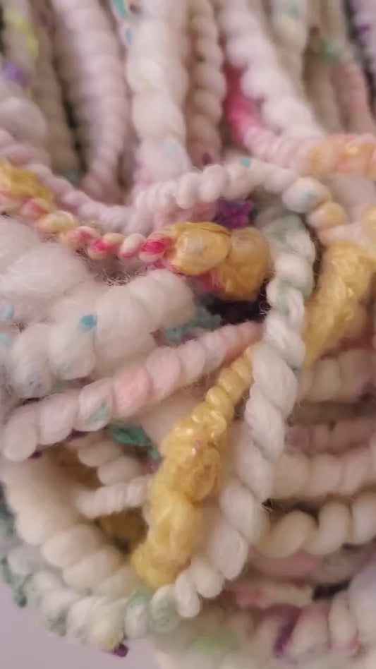 FUNFETTI 14yrds, Handspun Art Yarn, Weaving and Fiber Arts, Scrap Yarn, Yarn