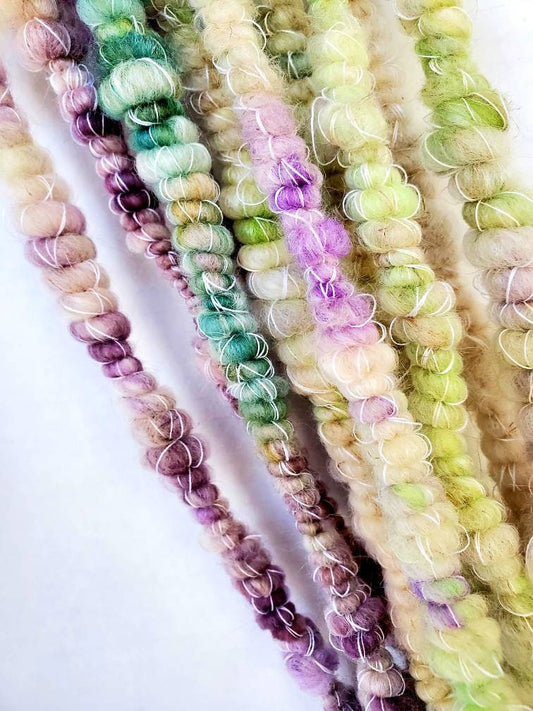 MARGARITAS 3.5yrds, Handspun Art Yarn, Weaving and Fiber Arts, Scrap Yarn, Yarn