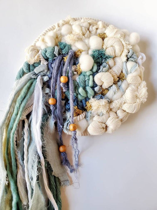 GOOD COMPANY ; weaving, Wall tapestry, round weave, cotton string, boho, bohemian, decor