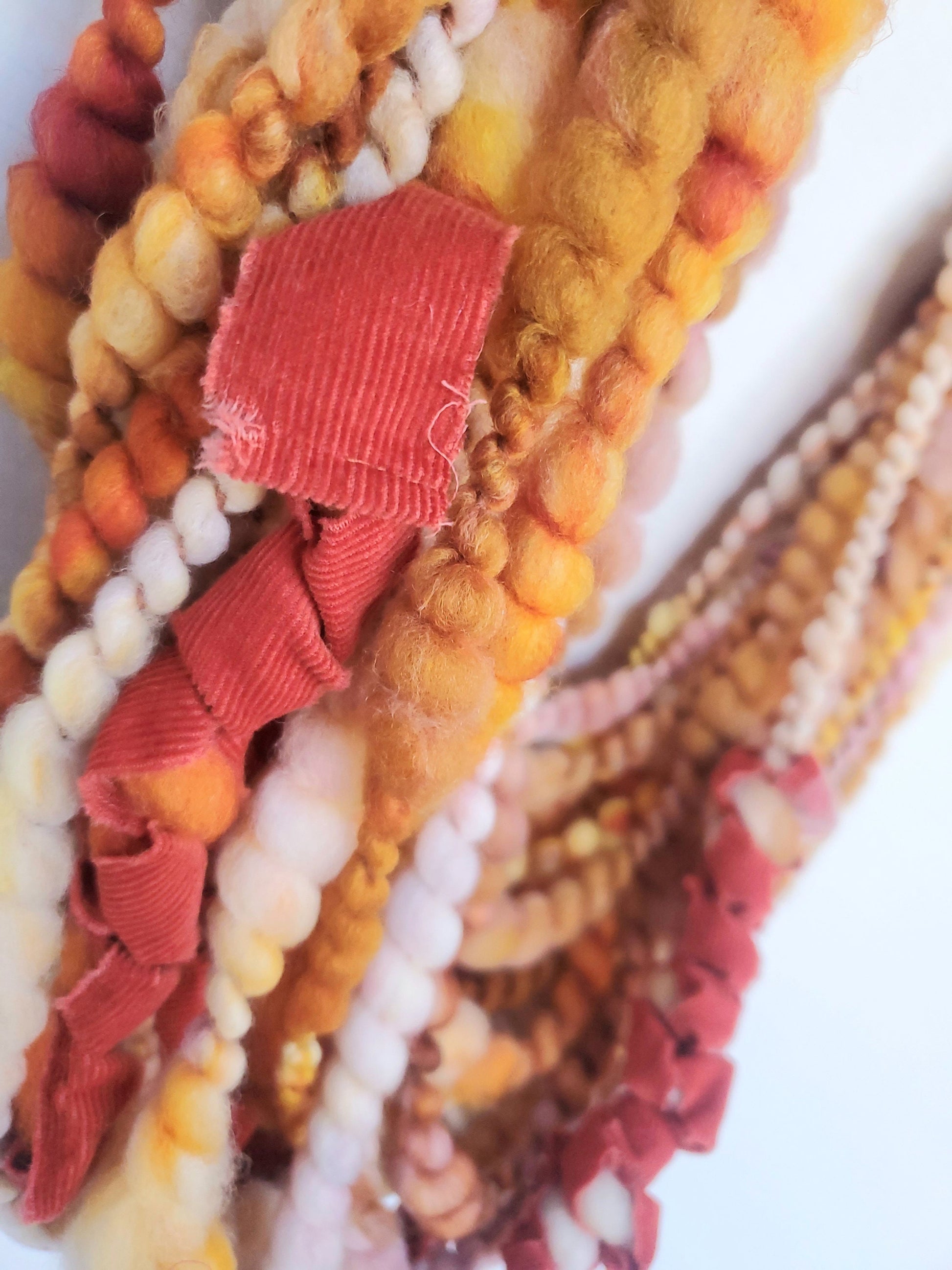 AMBER 5yrds, Handspun Art Yarn, Weaving and Fiber Arts, Scrap Yarn, Yarn