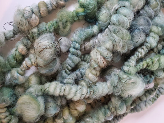 FOREST 3yrds, Handspun Art Yarn, Weaving and Fiber Arts, Scrap Yarn, Yarn