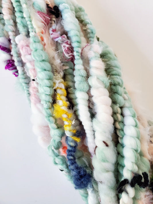 NATTIES SCRAPS 5yrds, Handspun Art Yarn, Weaving and Fiber Arts, Scrap Yarn, Yarn