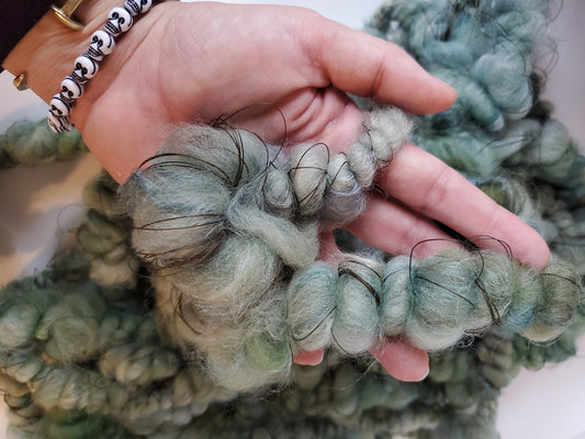 FOREST 3yrds, Handspun Art Yarn, Weaving and Fiber Arts, Scrap Yarn, Yarn
