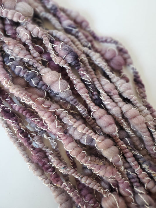 AMETHYST 4.5yrds, Handspun Art Yarn, Weaving and Fiber Arts, Scrap Yarn, Yarn