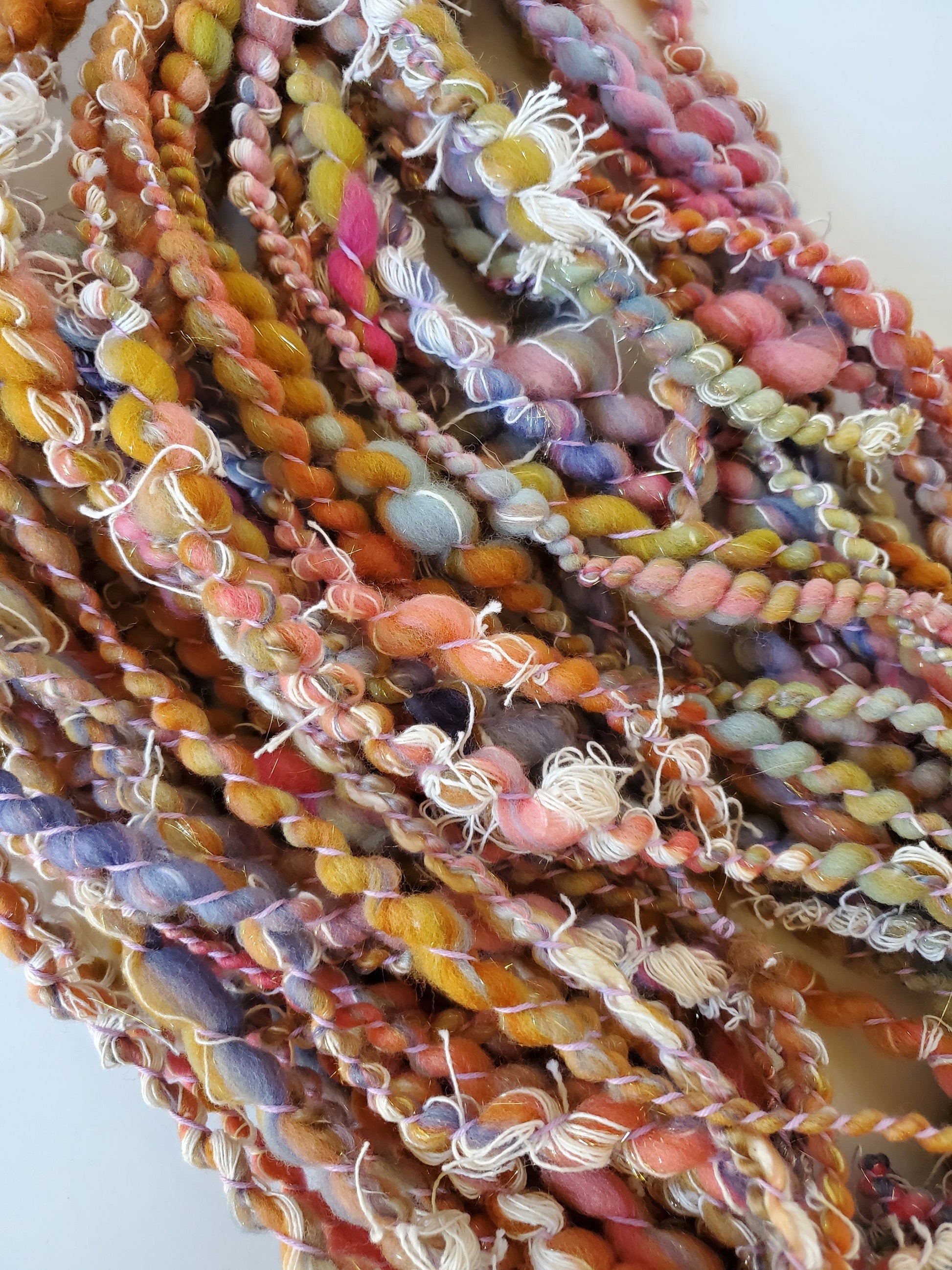 PLUMBIS 10yrds, Handspun Art Yarn, Weaving and Fiber Arts, Scrap Yarn, Yarn