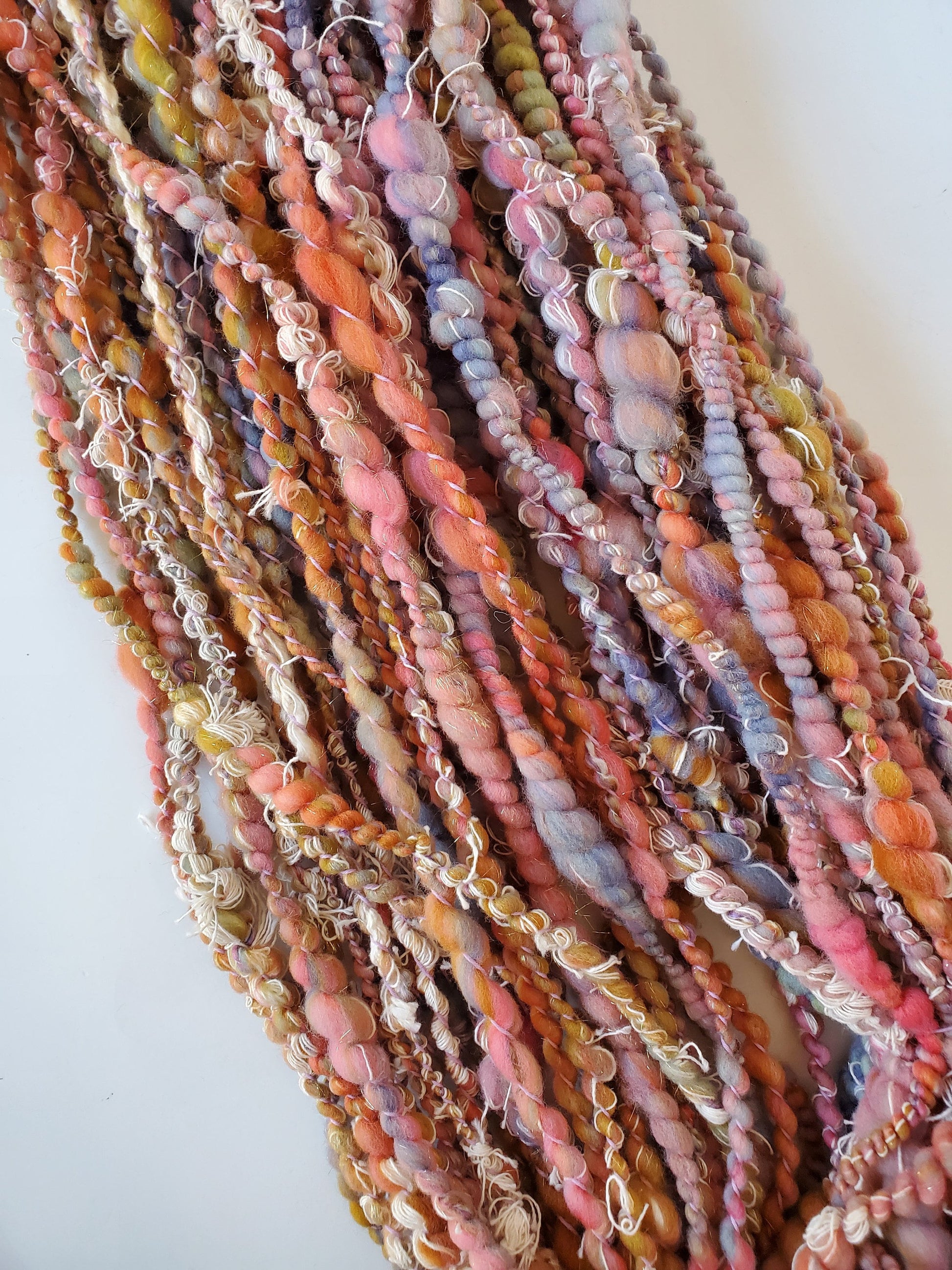 PLUMBIS 10yrds, Handspun Art Yarn, Weaving and Fiber Arts, Scrap Yarn, Yarn
