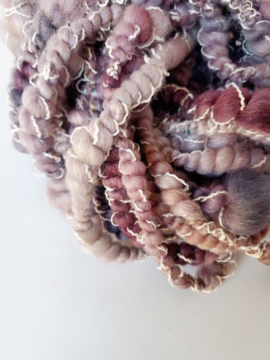 AMETHYST 4.5yrds, Handspun Art Yarn, Weaving and Fiber Arts, Scrap Yarn, Yarn
