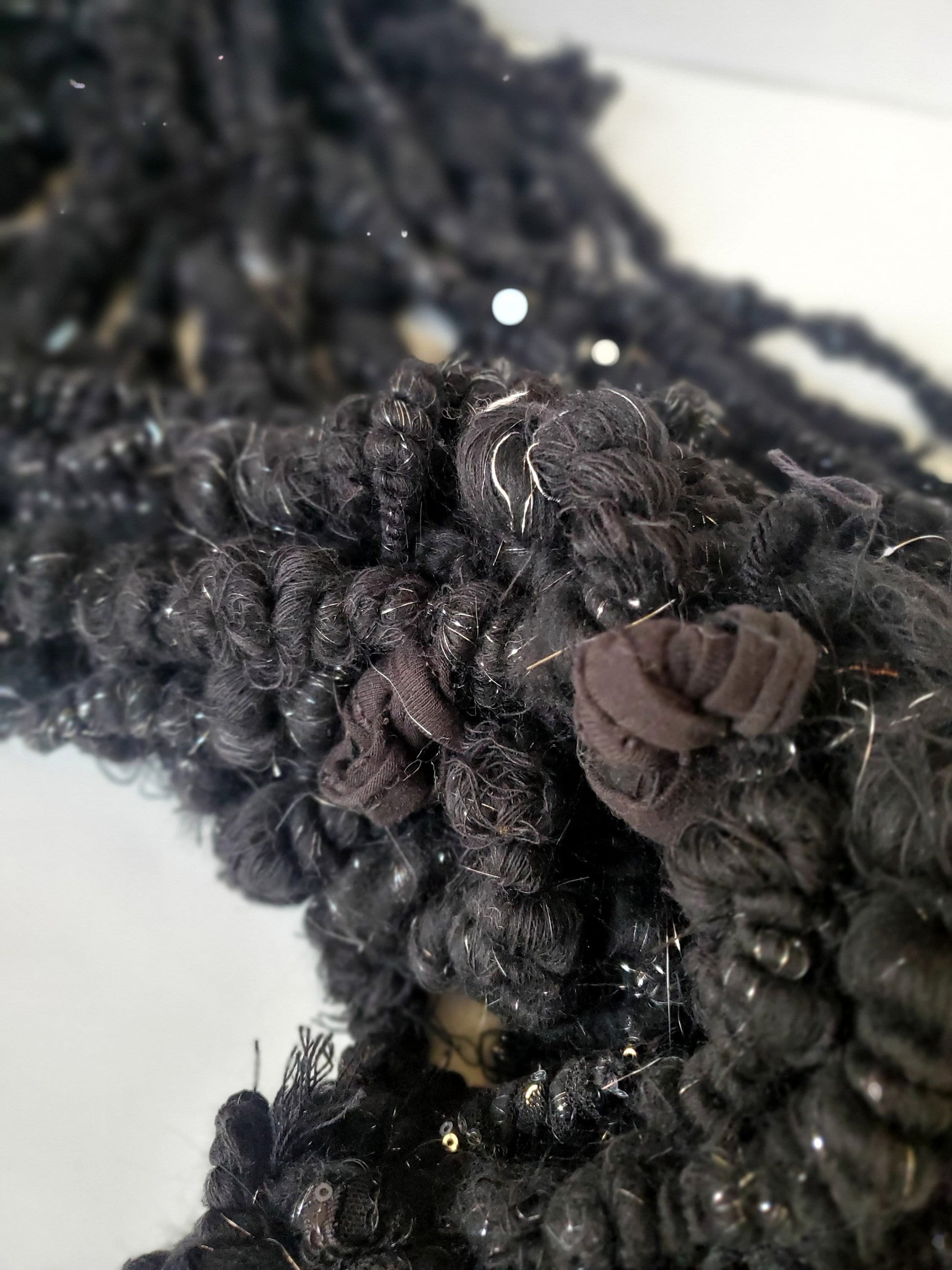 STARRY NIGHT 4yrds, Handspun Art Yarn, Weaving and Fiber Arts, Scrap Yarn, Yarn