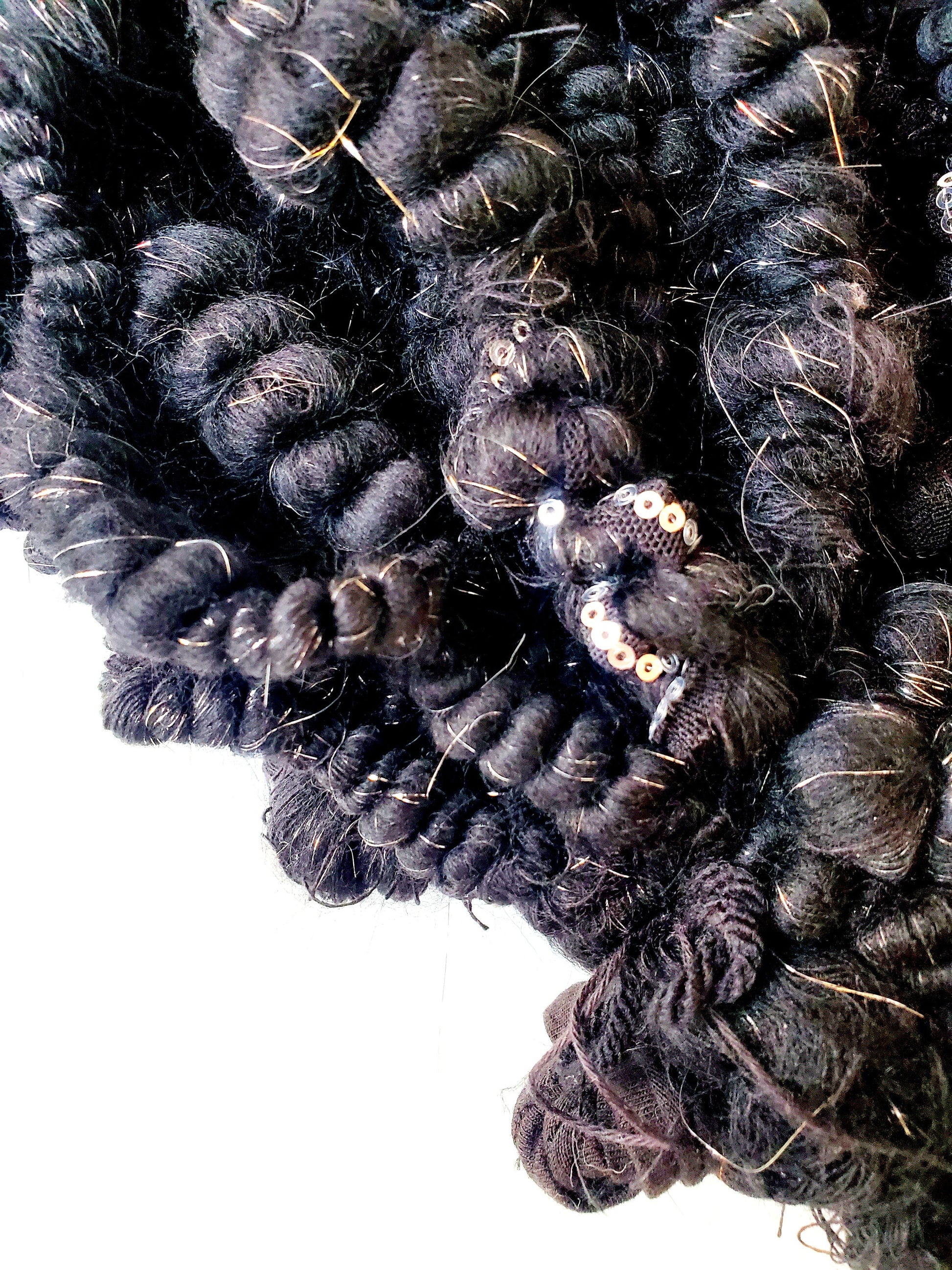 STARRY NIGHT 4yrds, Handspun Art Yarn, Weaving and Fiber Arts, Scrap Yarn, Yarn