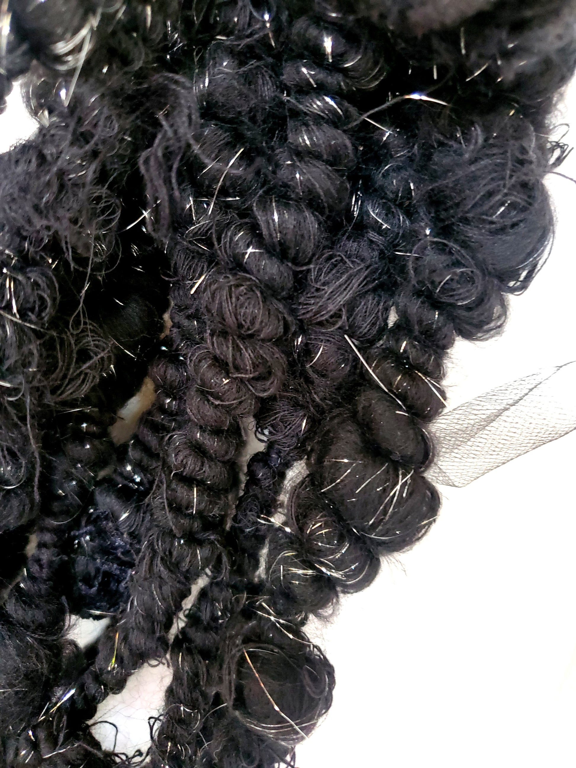 STARRY NIGHT 4yrds, Handspun Art Yarn, Weaving and Fiber Arts, Scrap Yarn, Yarn