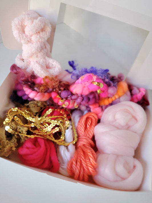 PRINCESS (de) STASH bOX, Handspun Art Yarn, Weaving and Fiber Arts, Scrap Yarn, Yarn