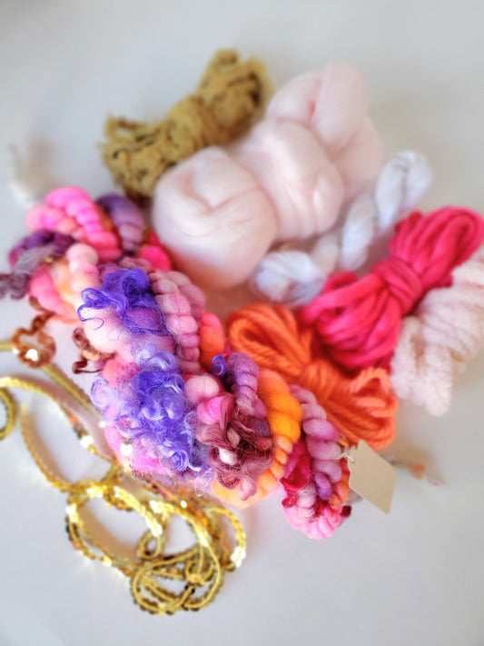 PRINCESS (de) STASH bOX, Handspun Art Yarn, Weaving and Fiber Arts, Scrap Yarn, Yarn