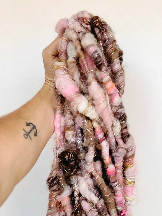 BOHO BAE SINGLE 3.5yrds, Handspun Art Yarn, Weaving and Fiber Arts, Scrap Yarn, Yarn