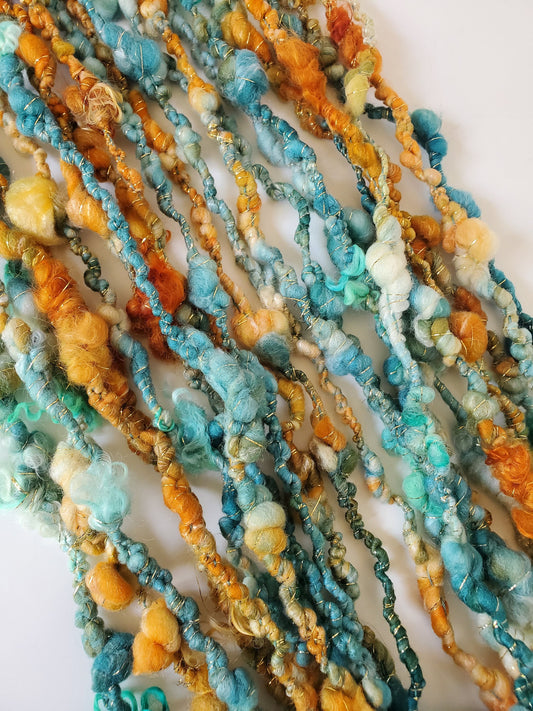 PATINA (dbl coil) 5yrds, Handspun Art Yarn, Weaving and Fiber Arts, Scrap Yarn, Yarn