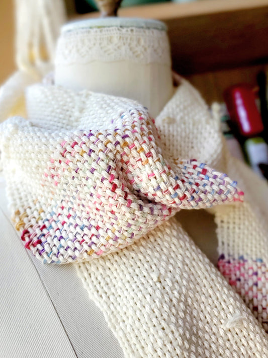 HANDSPUN SCARF, Handspun Art Yarn, Weaving and Fiber Arts, Scrap Yarn, Yarn, woven scarf