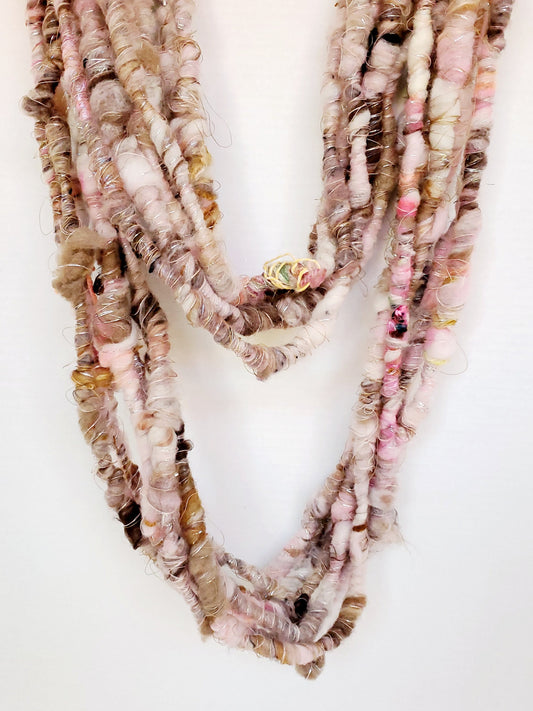 BOHO BAE SINGLE 3.5yrds, Handspun Art Yarn, Weaving and Fiber Arts, Scrap Yarn, Yarn
