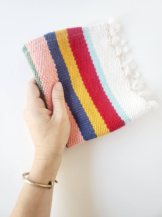 perfectly imperfect HANDWOVEN DISH TOWEL, Handspun Art Yarn, Weaving and Fiber Arts, Scrap Yarn, Yarn, woven towel rag