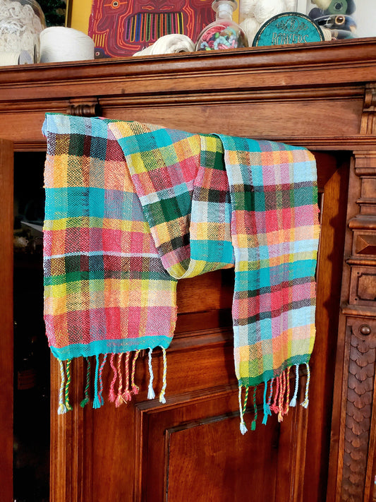 HANDWOVEN SCARF, Weaving and Fiber Arts, Yarn, woven scarf