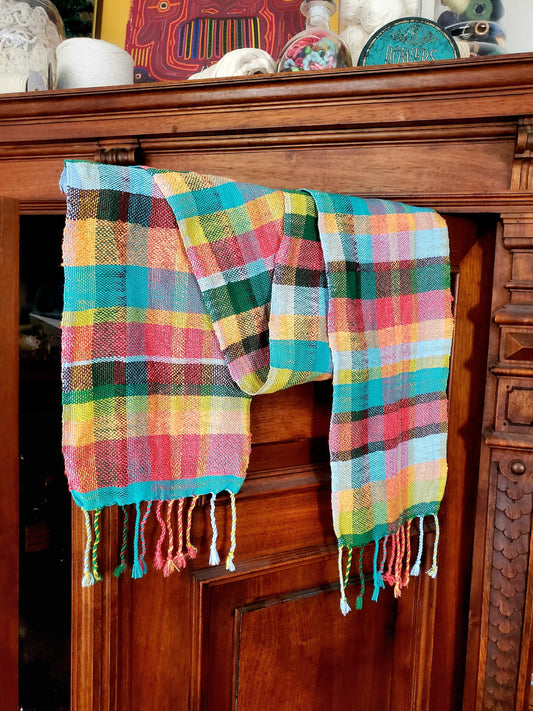 HANDWOVEN SCARF, Weaving and Fiber Arts, Yarn, woven scarf