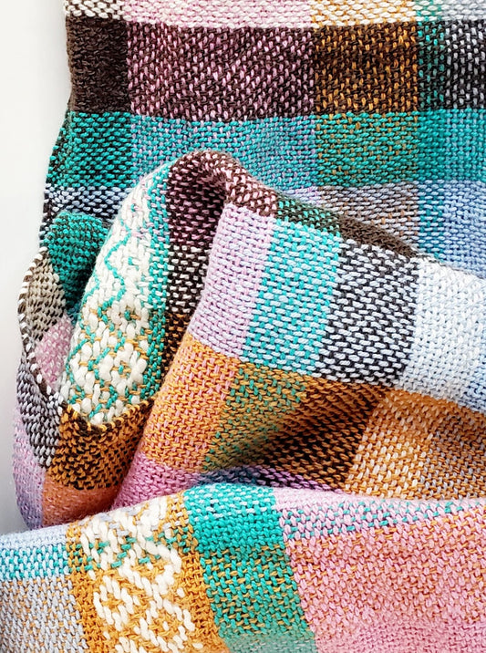 HANDWOVEN SCARF, Weaving and Fiber Arts, Yarn, woven scarf