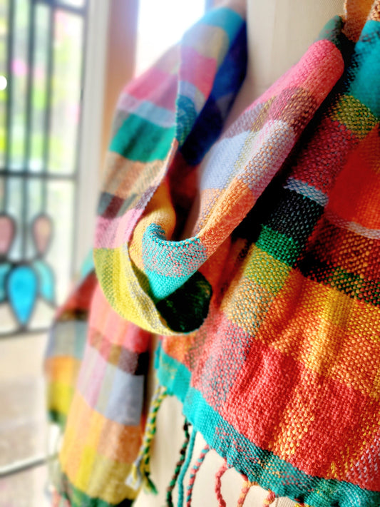 HANDWOVEN SCARF, Weaving and Fiber Arts, Yarn, woven scarf